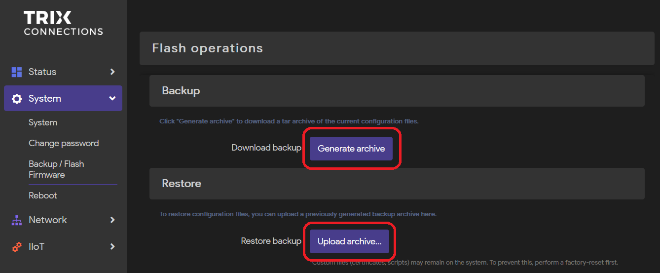 14. Backup & Load Configuration - Trix